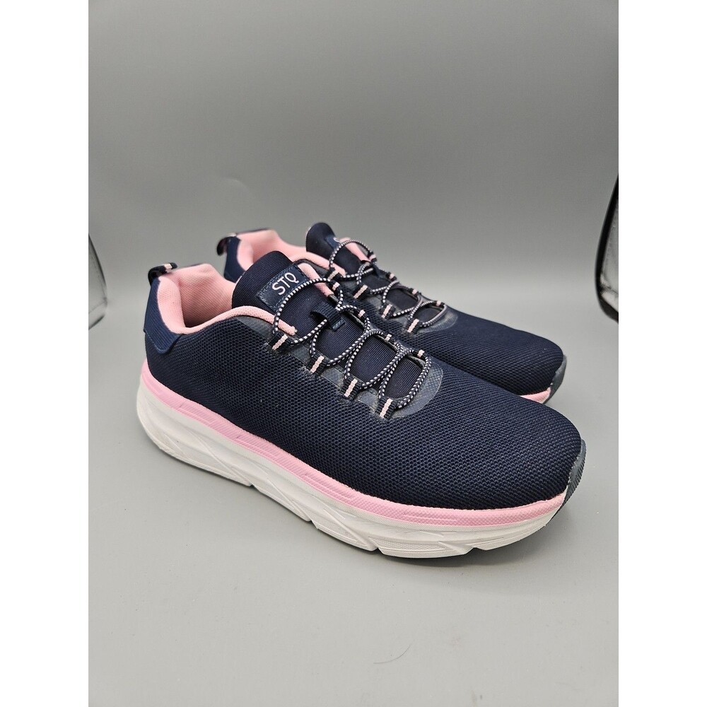 STQ Womens Walking Shoes Slip-On Mesh Sneakers Size 7.5 Pull On Blue And Pink